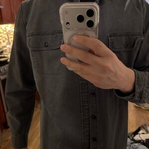 J. Crew Men's Washed Charcoal Gray Button-Down Shirt